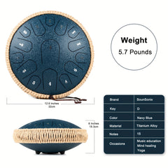 Steel Tongue Drum 15 Notes Hand Pan Drum D Major