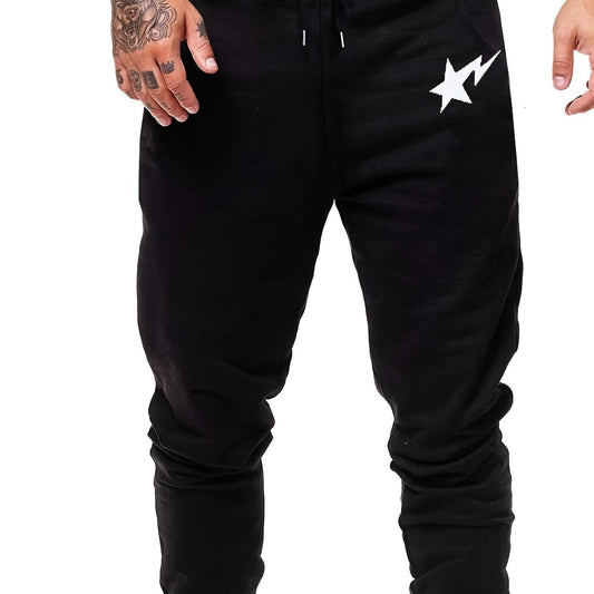 Men's Lightning Print Drawstring Sweatpants Elastic Waist Active Jogger Pants