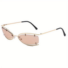 Metal Rimless Sunglasses Men's Punk Sunglasses Sunglasses With Glasses Case