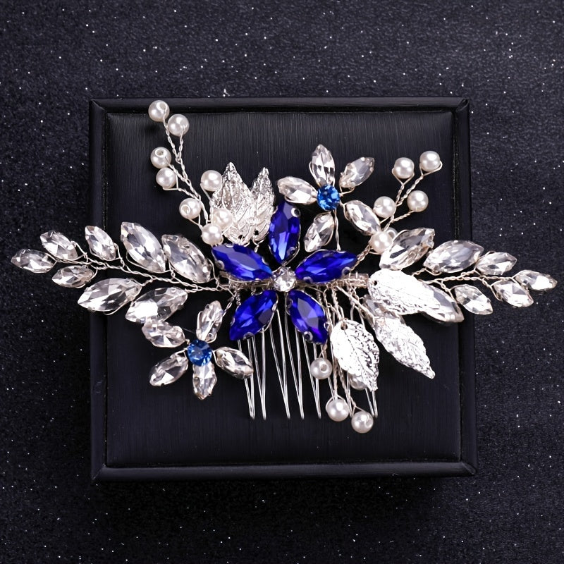 Silvery Faux Pearl Crystal Hair Comb Wedding Hair Accessories For Bride Women