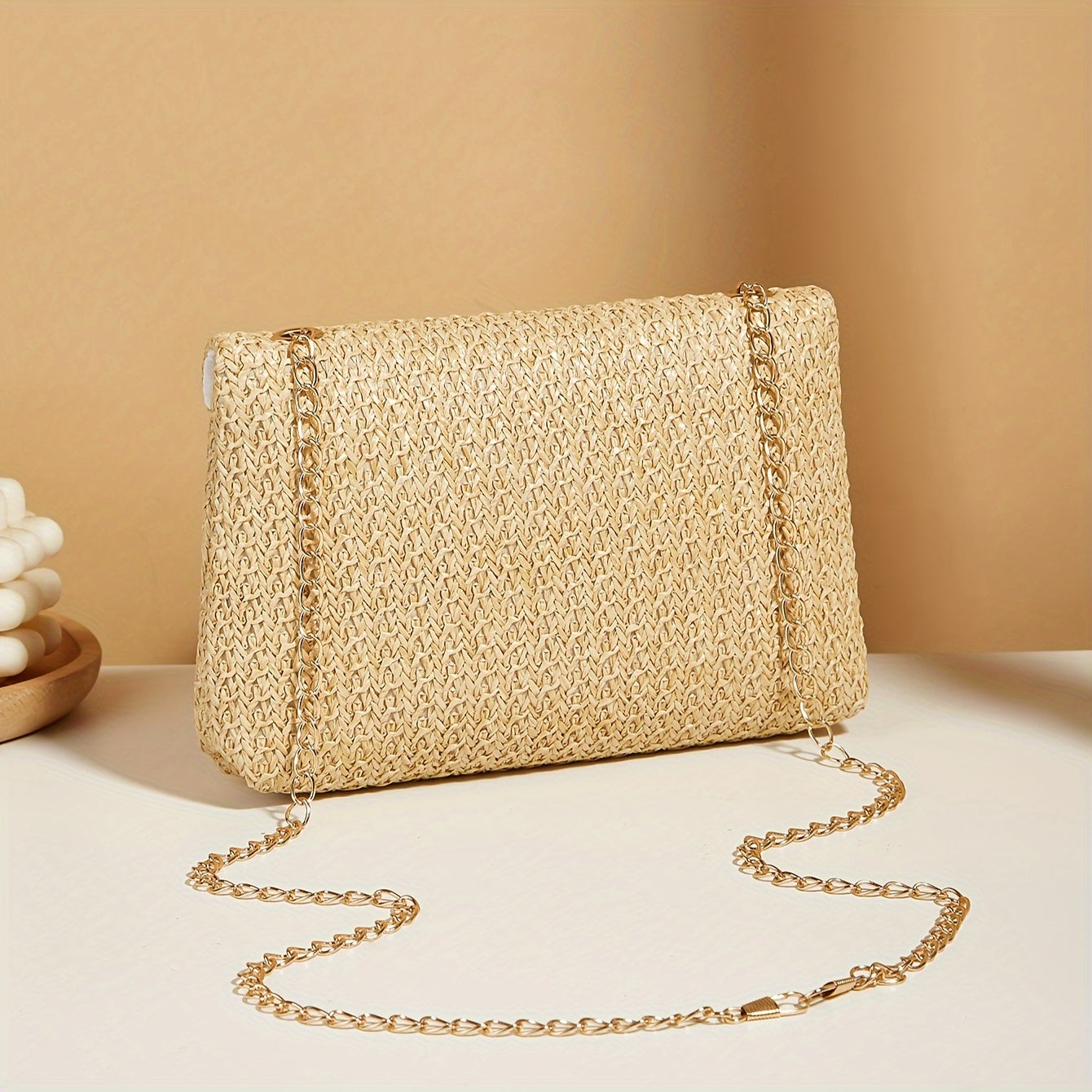 Casual Woven Handbag Solid Daily Shoulder & Crossbody Bag