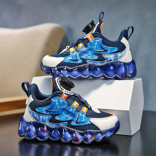 Boys' Casual Low Top Mesh Sneakers With Rotating Button