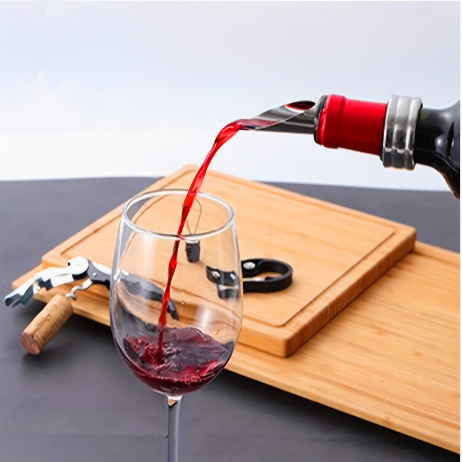 2pcs Wine Pourer And Stopper Set Stainless Steel Wine Aerator Pourer