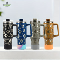 40oz Double Layer Cat Claw Water Bottle with Handle & Straw