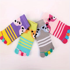 Kids' Bear Five Toes Short Cotton Sports Socks