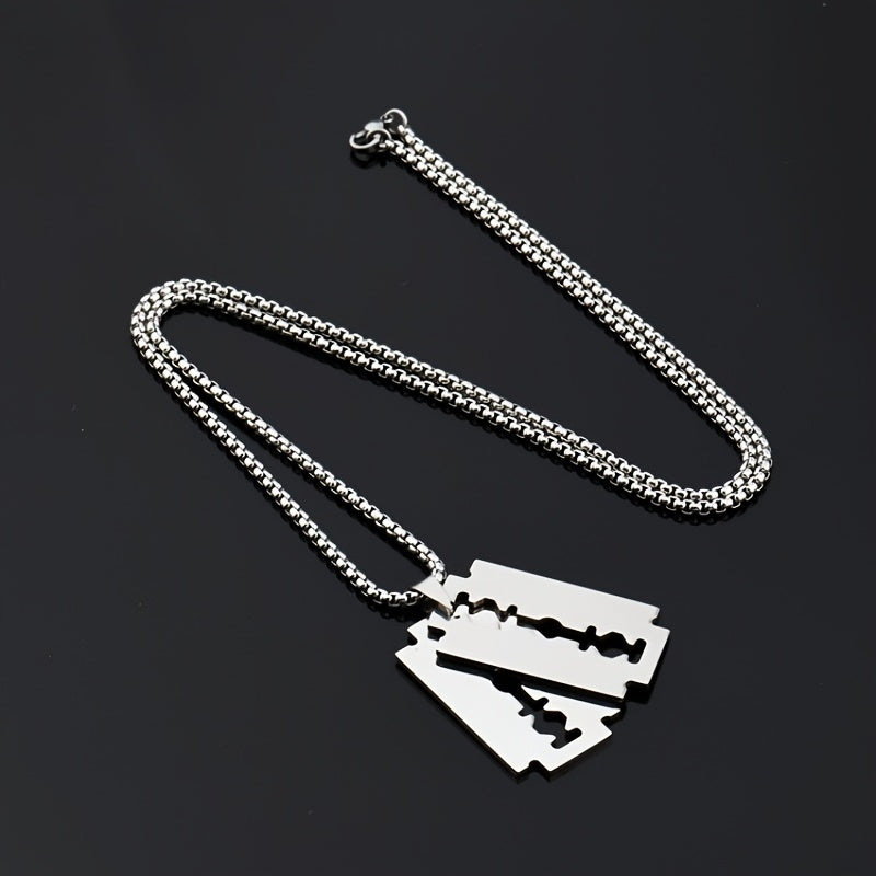 Men's Punk Jewelry Razor Blade Pendant Necklace