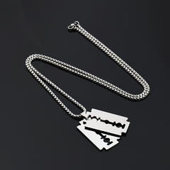 Men's Punk Jewelry Razor Blade Pendant Necklace