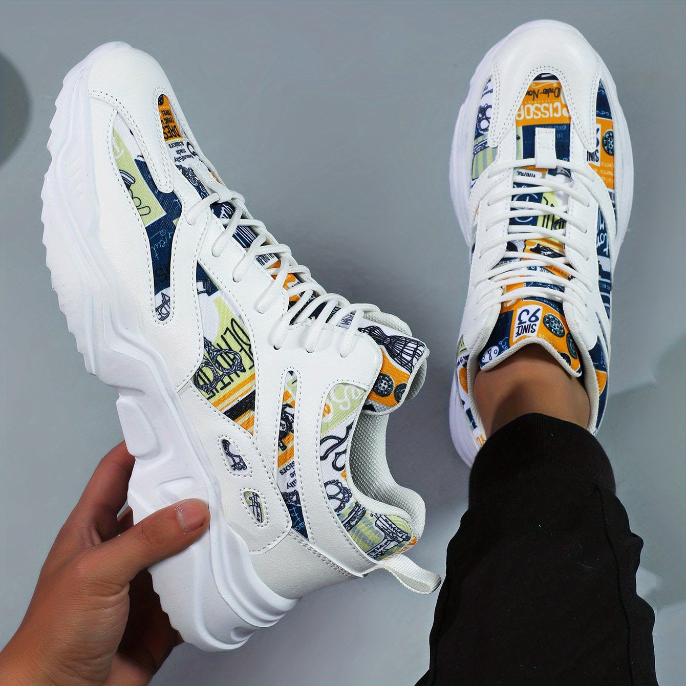 Men's Cartoon Graffiti Athletic Shoes for Running Gym Sneakers