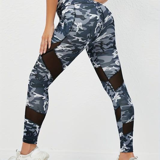 Camouflage Mesh High Waist Yoga Pants Breathable Leggings