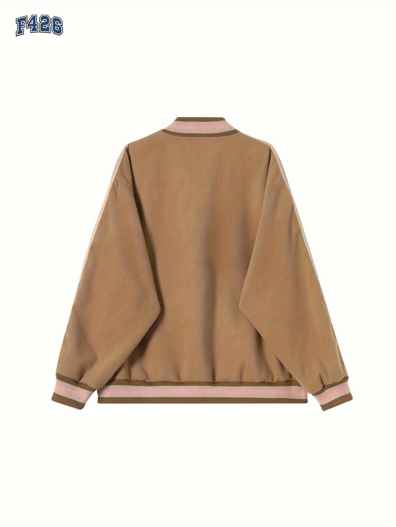 Y2k Graphic Baseball Coat Long Sleeve Snap Button Jacket