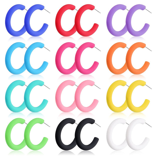 Colorful C Hoop Earrings Neon Acrylic Earrings