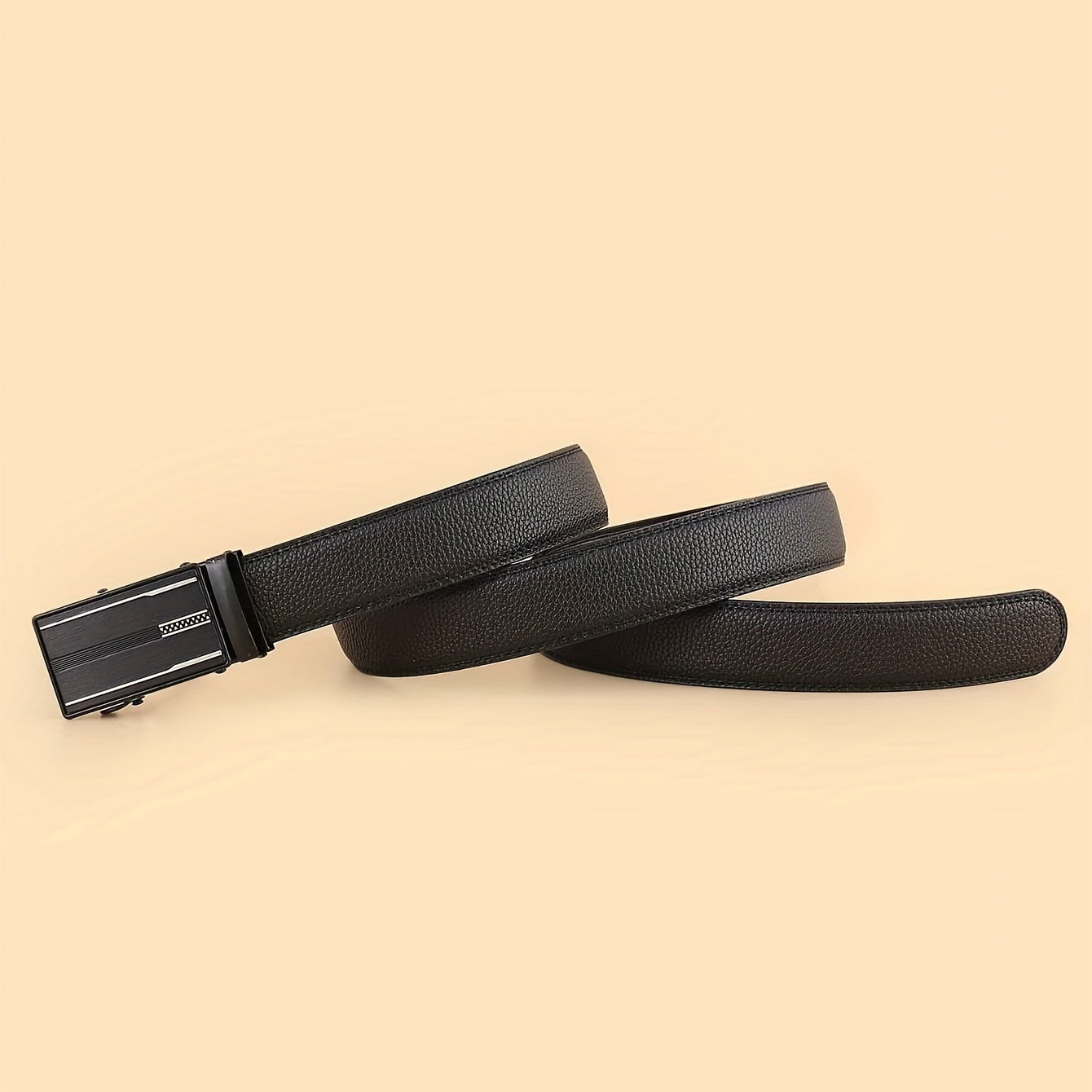 Men's Extended Automatic Buckle Leather Belt for Jeans and Suits