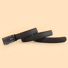 Men's Extended Automatic Buckle Leather Belt for Jeans and Suits