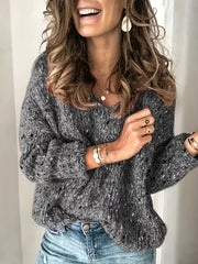 Long Sleeve Drop Shoulder Sweater Loose Casual Sweater Women's Clothing