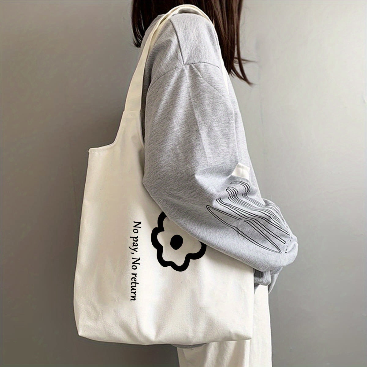 Floral Canvas Tote Bag Lightweight Shoulder Shopping Casual Commuter
