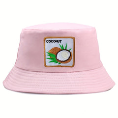 Coconut Embroidered Bucket Hat Unisex Sunshade Reversible Cap