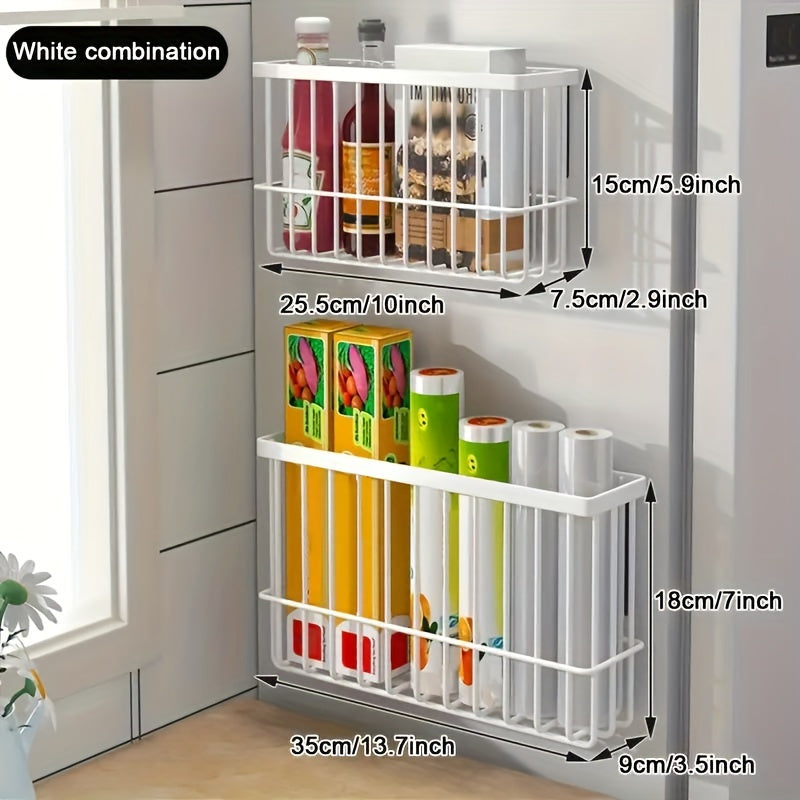 2pcs Cling Film Storage Basket Refrigerator Organizer