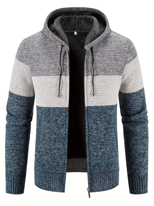 Men's Zip Up Fleece Jacket Hooded Sweater Fall Winter