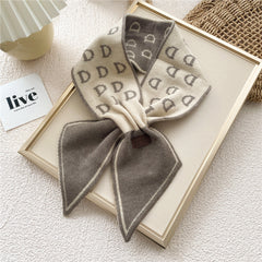 Knitted Letter D Neck Scarf Cold Weather Scarves For Women