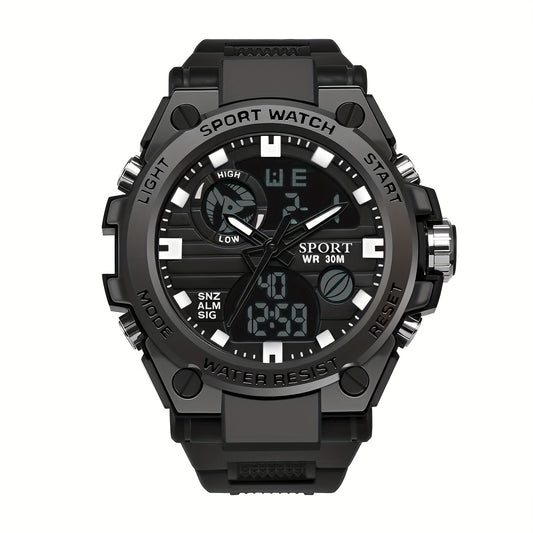 Men's Outdoor Waterproof Dual Display LED Alarm Watch