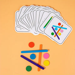 Wooden Rainbow Stacking Game Set with Colorful Discs Educational Toy