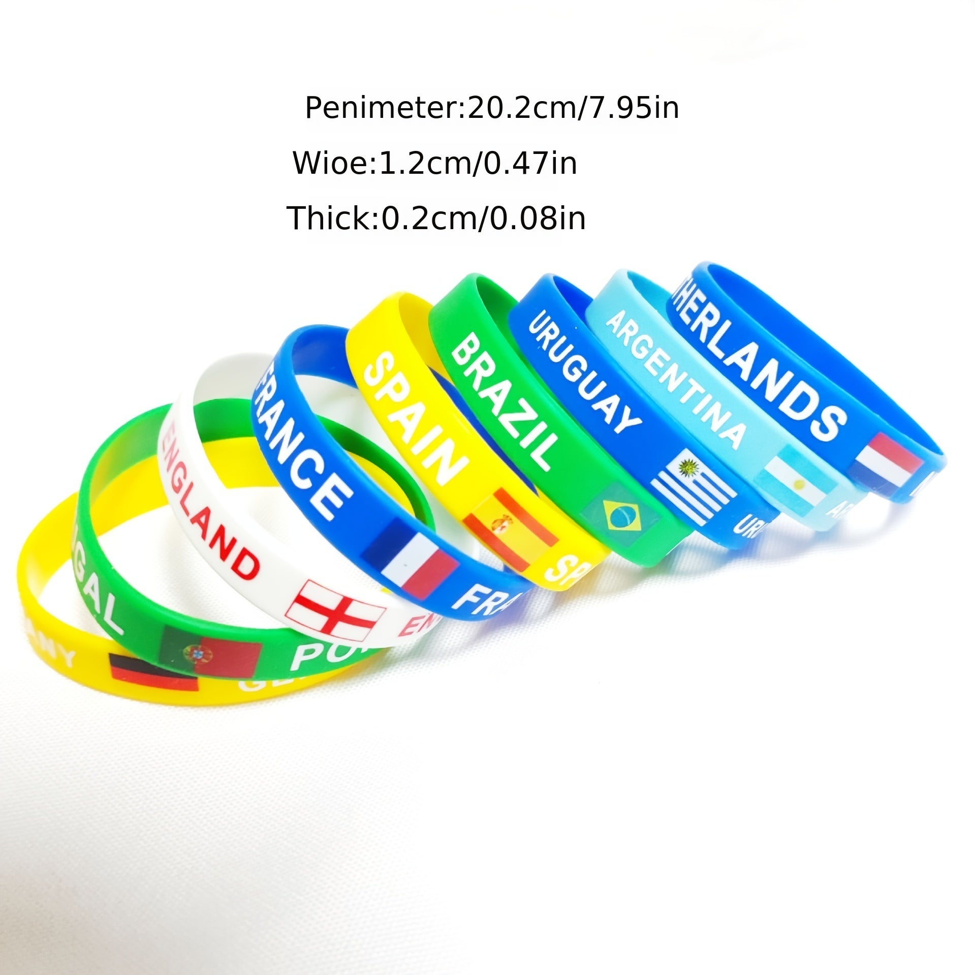 2 pcs National Flags Silicone Wristbands for Sports Friendship Parties