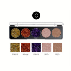 Glitter Eyeshadow Palette 5 Colors - High Pigmented Makeup