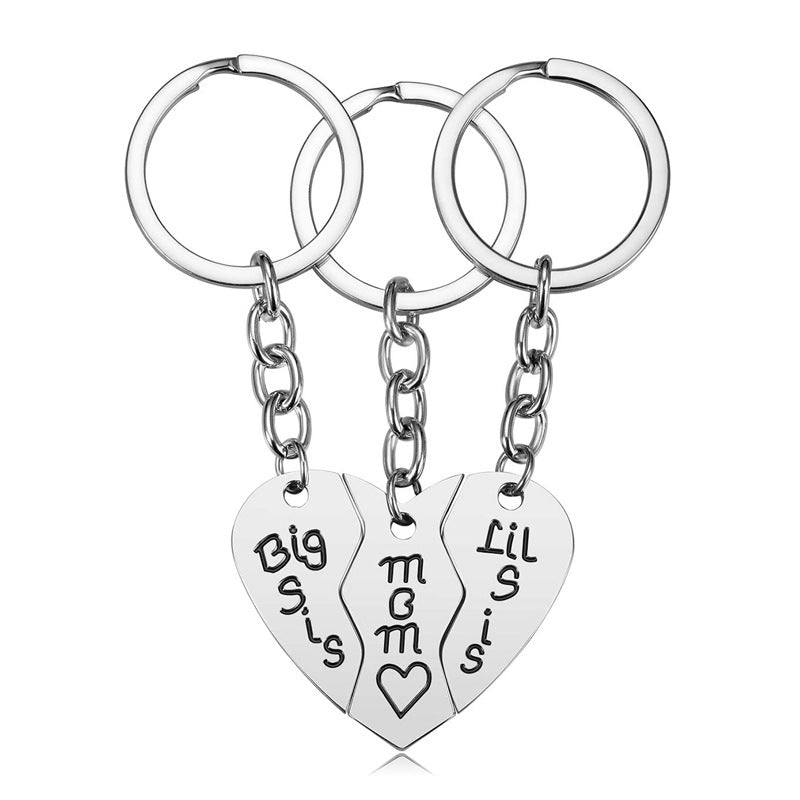 3Pcs Sister Mother Keychain Set Puzzle Keyring Mom Daughter Jewelry Gift