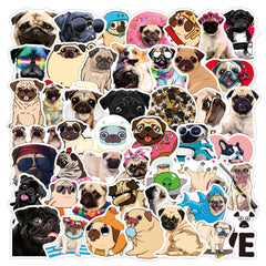 50 Cute Pug Dog Stickers - Ideal for Pug Lovers, Kids & Teens