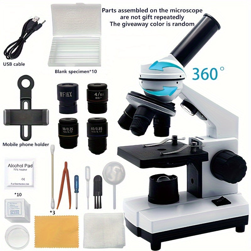 Professional Biological Compound Microscope with LED Light Dual Light Source