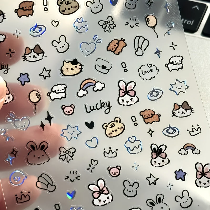 Cartoon Adhesive Stickers Variety Pack for Laptop Desk Pen Decoration