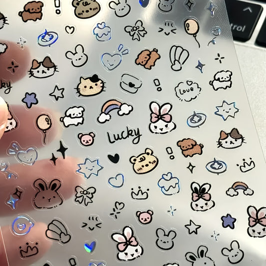 Cartoon Adhesive Stickers Variety Pack for Laptop Desk Pen Decoration