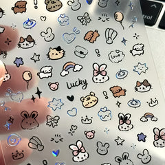 Cartoon Adhesive Stickers Variety Pack for Laptop Desk Pen Decoration