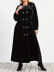  Solid Velvet Long Sleeve Maxi Dress