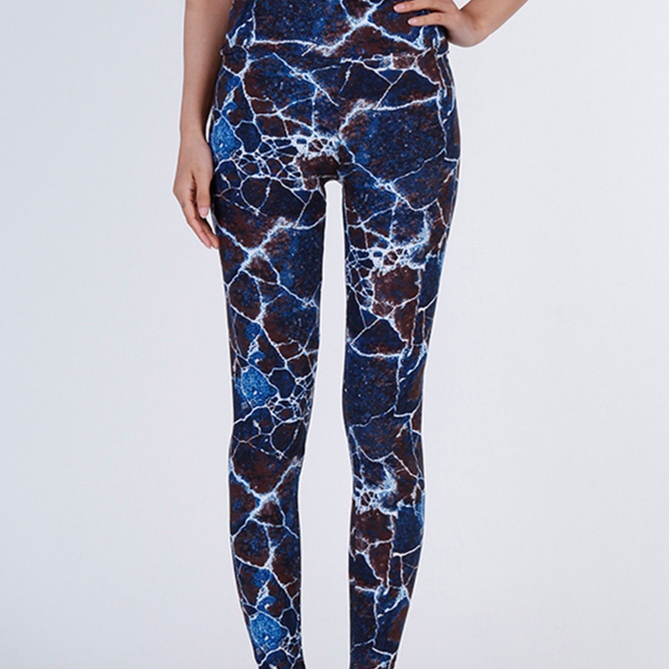 Stone Print High Waist Cropped Pants