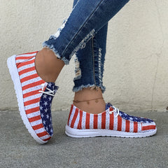 4th of July Women's Flag Pattern Canvas Slip On Loafers