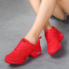 Women's Knitting Dance Shoes Air Cushion Bottom Soft Sole Walking Shoes