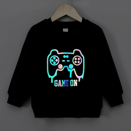 Boys Reflective Long Sleeve Sweatshirt, Spring/Autumn Casual Kids Clothes