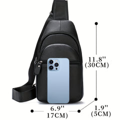 Men's High Leather Chest Bag for Mobile Phone
