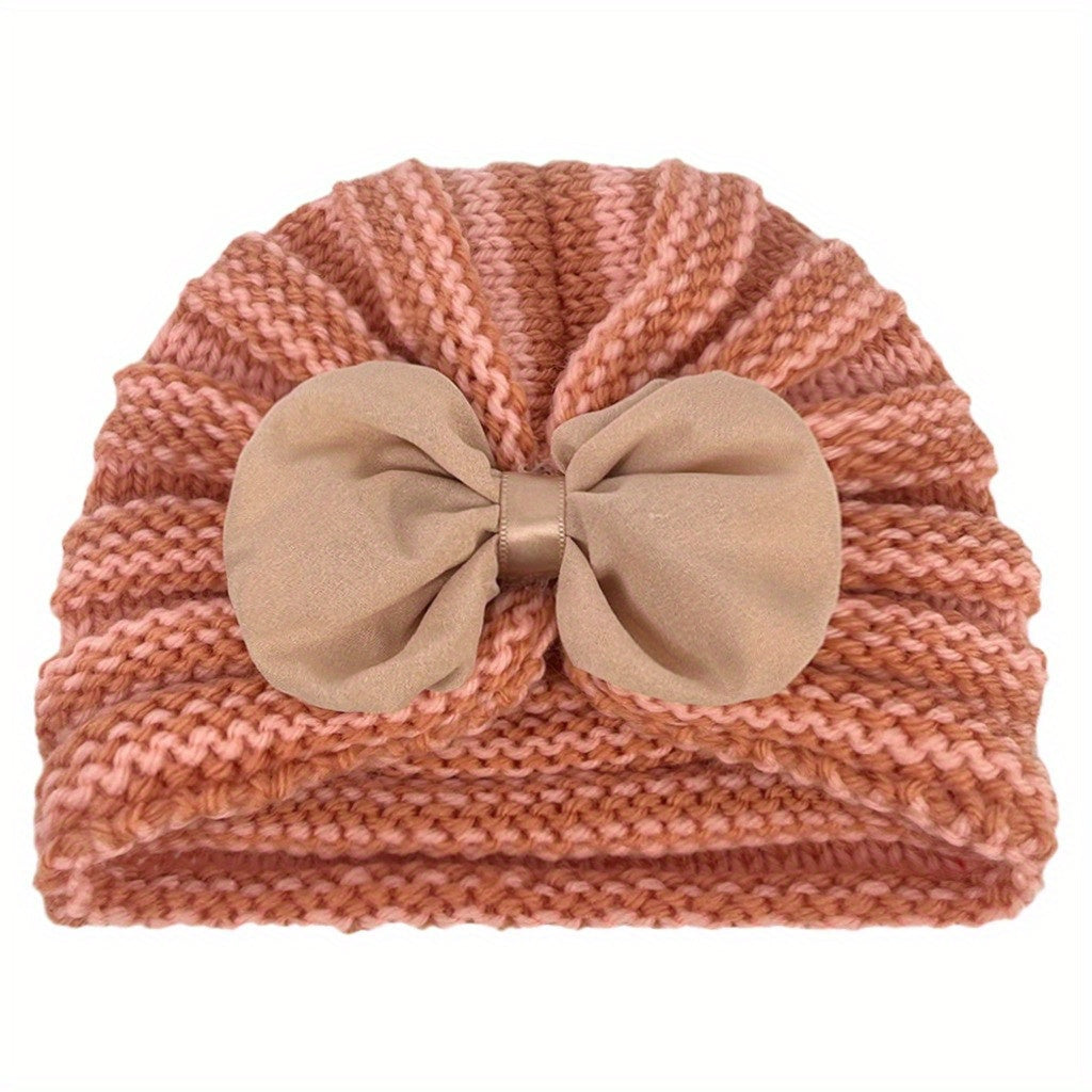 Winter Chiffon Bow Baby Hat 0-2 Years