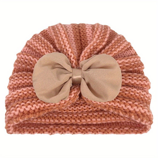 Winter Chiffon Bow Baby Hat 0-2 Years