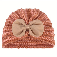 Winter Chiffon Bow Baby Hat 0-2 Years