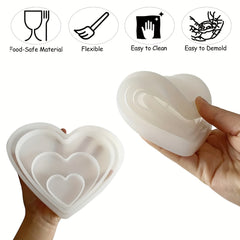 4pcs Heart Resin Mold Love Heart Shape Epoxy Mold