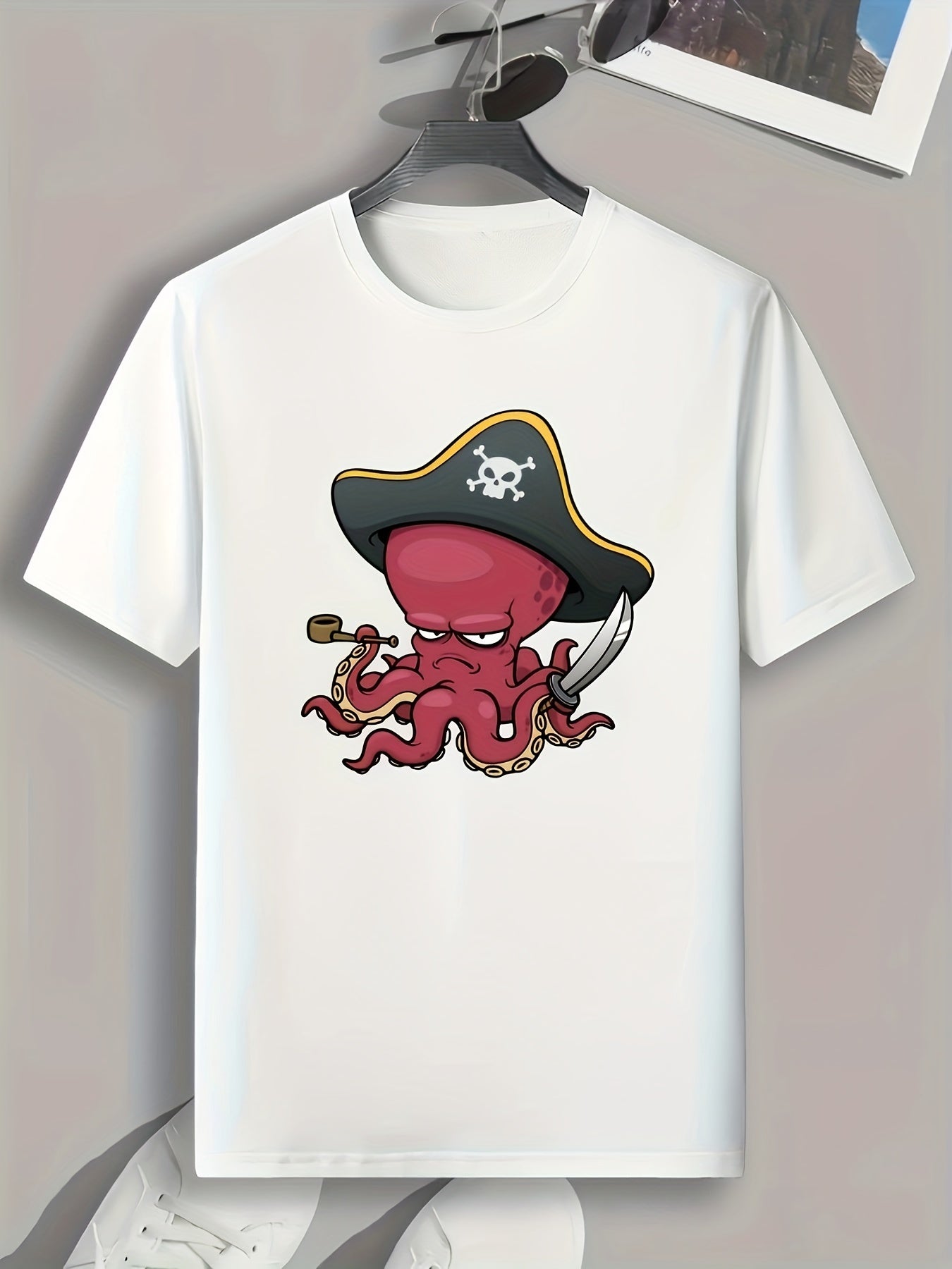 Octopus Print Men's Graphic T-shirt for Summer