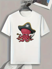 Octopus Print Men's Graphic T-shirt for Summer