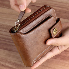 Men's Tree Pattern Zipper Buckle PU Credit Card Holder Small Coin Wallet