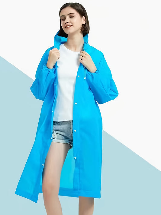 Reusable Rain Poncho for Adults with Hood