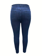 Women's Plus Solid Button Fly High Rise High Stretch Skinny Jeans