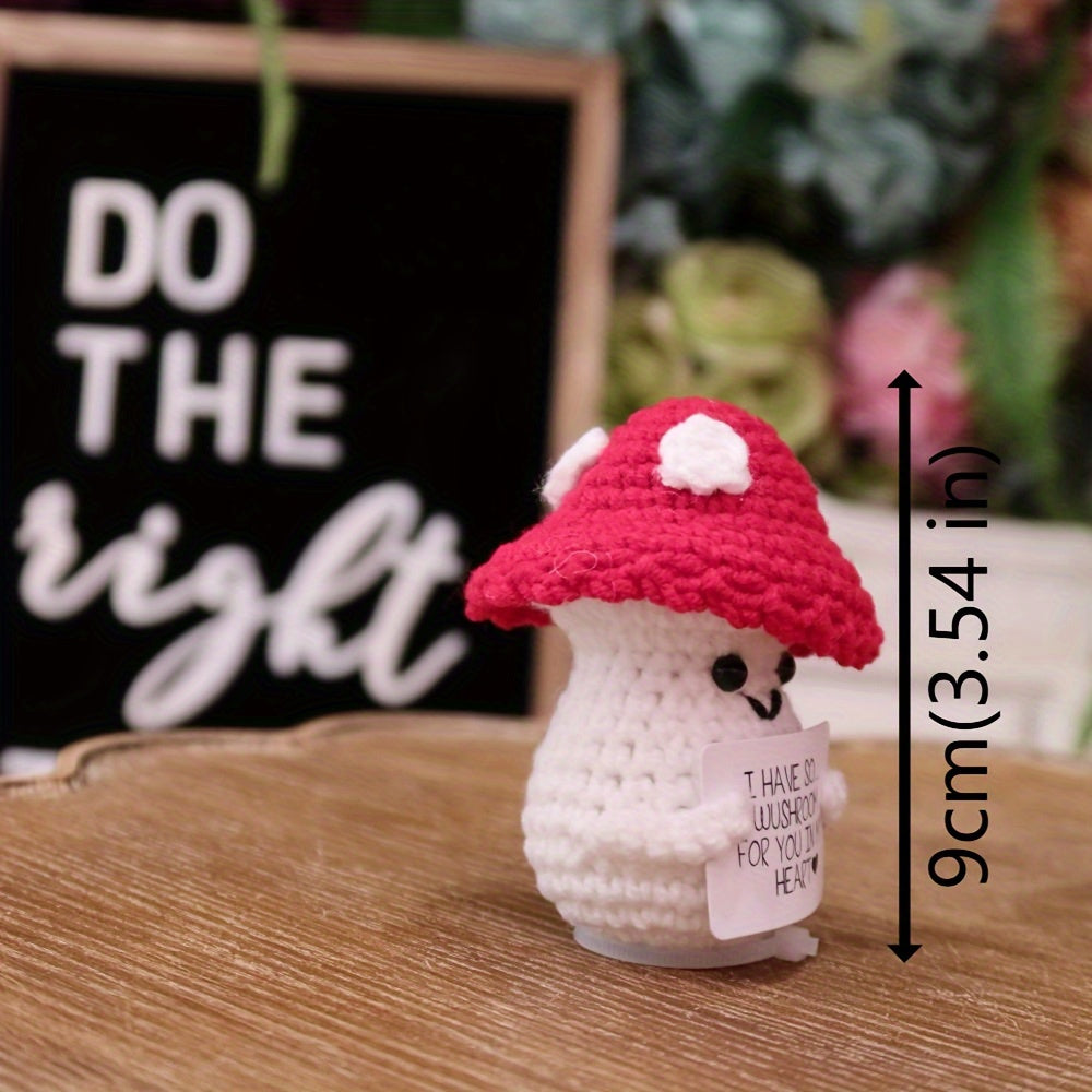 Crochet Amphibian Toy with Mushroom Hat - Emotional Support Gift