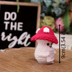 Crochet Amphibian Toy with Mushroom Hat - Emotional Support Gift